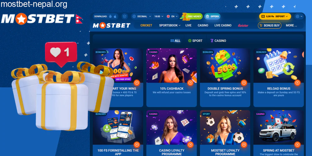 Mostbet offers great bonuses to players from Nepal