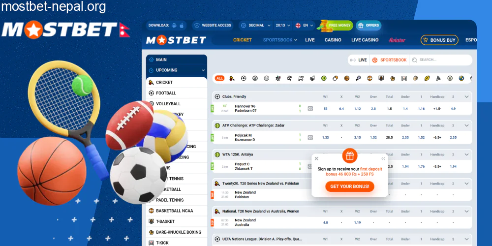 Bet on any sports at Mostbet Nepal